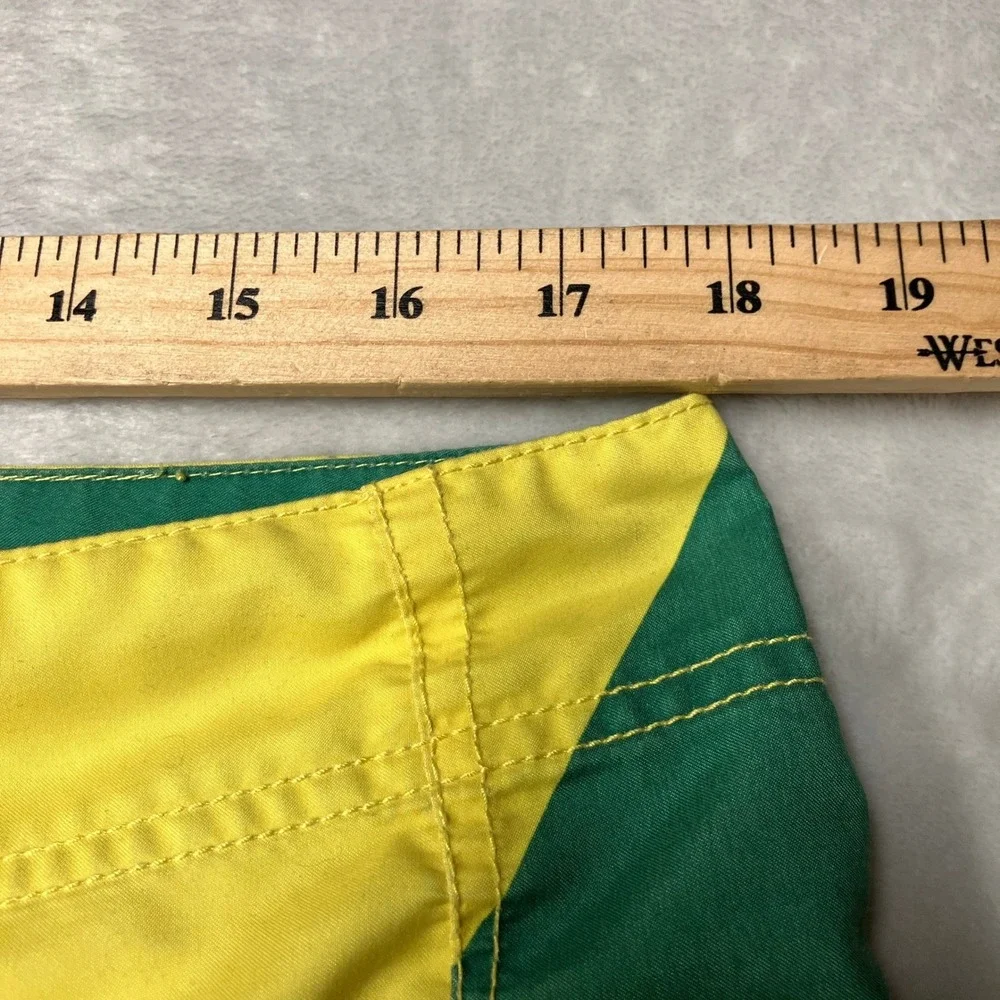 Y2K DC Shoes Board Shorts Swim Trunks Big Logo Hit Yellow Green Skater Mens 36